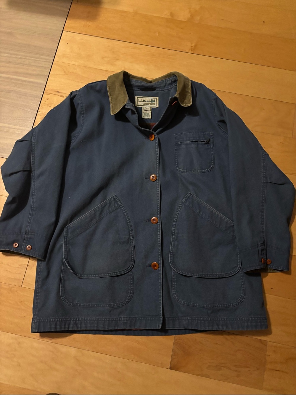 Vintage L.L. Bean Women's Adirondack Barn Coat Flannel Lined Blue Canvas